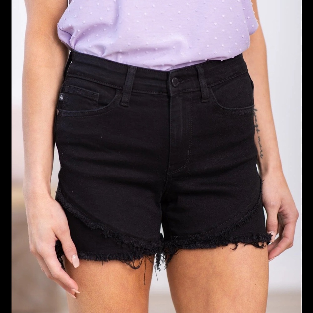 Judy Blue Black Frayed Hem Jean Shorts 2XL